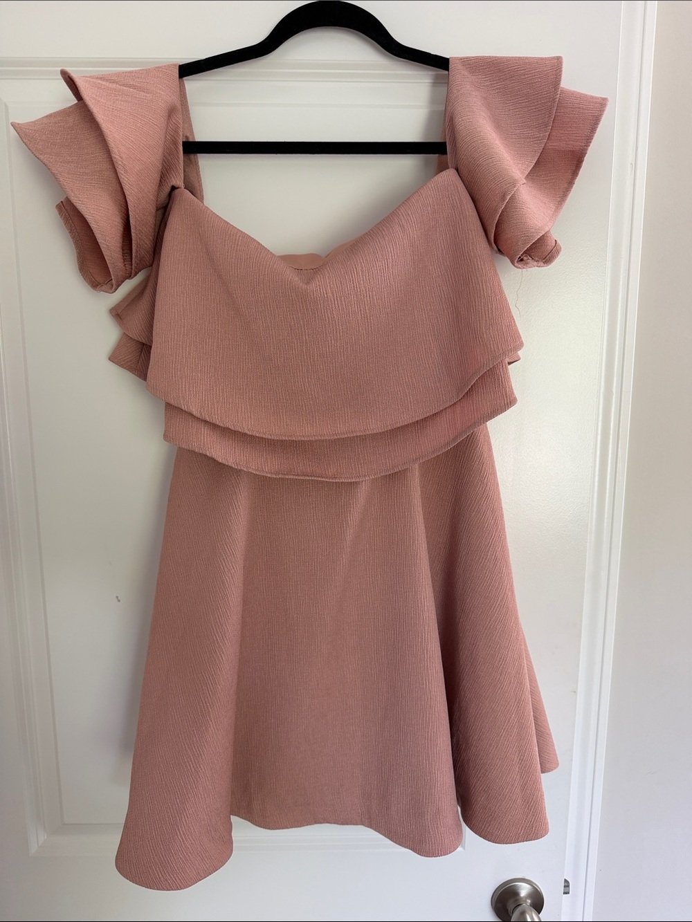 KEEPSAKE the Label Mauve Pink Ruffle Off-Shoulder Mini Dress